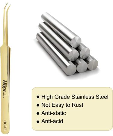 Professional Gold Curved Eyelash Extension Tweezers - Stainless Steel Precision for Volume Lashes | HG-T1 - Buy Online on SooperMarket.com