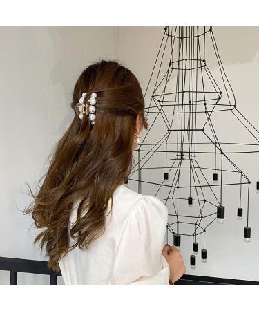 White Large Pearl Hair Claw Clips - Strong Hold Barrettes for Women | Ideal for Daily, Birthday, Wedding Wear | Nonslip Hair Accessories for Thick or Thin Hair - Buy Online on SooperMarket.com