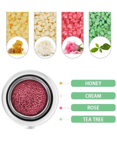 Showvigor Hard Wax Beads for Hair Removal - 4 Colors, 4 Bags - Brazilian Bikini Face Body Legs Back At Home - Blue Pearl Beads - 400g with 10 Wax Sticks - Buy Online on SooperMarket.com