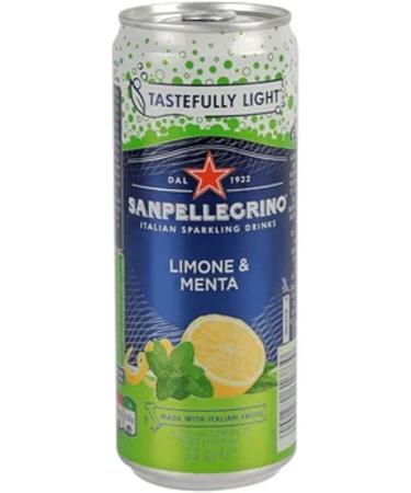 San Pellegrino Italian Tastefully Light Sparkling Lemon Canned Soft Drink 12 x 330ml | 73k Cals per Can & San Pellegrino Italian Tastefully Light Sparkling Lemon & Mint Canned Soft Drink 12 x 330ml - Buy Online on SooperMarket.com