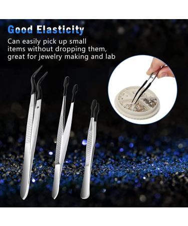 TAMOSH 3 Pack Non-Marring Tweezers - Silicone & Rubber Tips for Precision Lab Work | Curved & Flat Tweezers Ideal for Crafts & Electronics - Buy Online on SooperMarket.com
