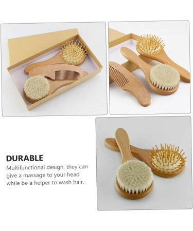 FRCOLOR 3pcs Bath Brush Set for Kids - Scalp Scrubber, Shower Comb, Body Scrub - Baby Hair Brush, Woolen Comb - Wooden Handle - Buy Online on SooperMarket.com