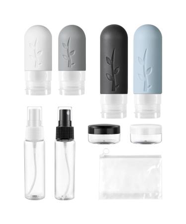 Aiqinu travel bottles for filling 8 pieces of silicone travel bottles set 60/90ml leakproof refillable portable travel bottles set for shampoo cream rinse bpa-free 8PCs