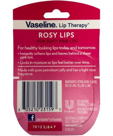 Buy 2 Vaseline Therapy Lip Balm 0.25 Oz Rosy Flavor - Moisturizing Petroleum Jelly Mini Jar for Soft Lips - Buy Online on SooperMarket.com