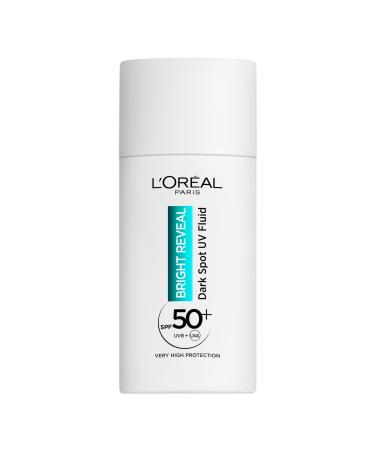 L Or al Paris Bright Reveal UV Fluid SPF 50+ for Face 2% Niacinamide and LHA + Vitamin E Protects Prevents and Visibly Corrects All Types of Dark Spots Hormonal Spots Sunspots and Age Spots 50ml