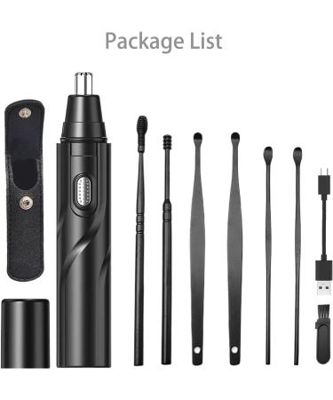 2024 Rechargeable Nose Hair Trimmer - Painless Removal & 6 Earpicks - Speed Rotation Motor - Black | International Shipping - Buy Online on SooperMarket.com