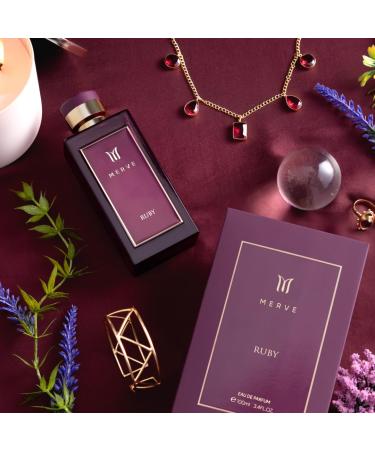 Merve Ruby Premium Long Lasting Fragrance Luxury Scent For Women | Gourmand Woody Amber - Buy Online on SooperMarket.com