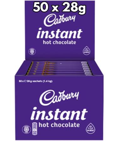 Cadbury Instant Hot Chocolate Sticks 28g | Pack of 50 | Just add water