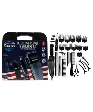 30 Piece Deluxe Pro Clipper & Grooming Kit with Stainless Steel Blades