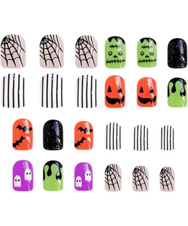 Halloween Nails | Artificial Nails Full Stick On Nails Artificial Nails Decorations Short Square Fake Nails Halloween Ghost Press On Nails Natural & Fit False Nails - Buy Online on SooperMarket.com