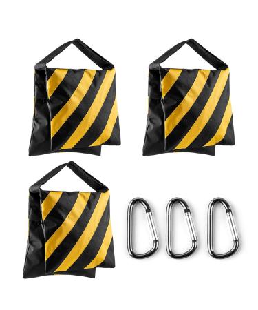 Sand Bag Photography Studio Video Heavy Duty Sandbag Saddlebag for Photo Studio Light Stand Boom Arm Camera Tripod with Carabiner,3 Pack (Yellow)