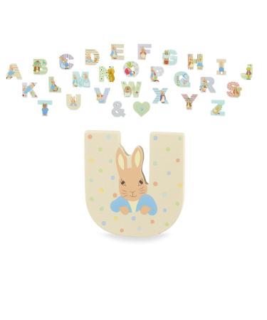 Peter Rabbit Wooden Letters by Orange Tree Toys Letter U with Peter - Alphabet Animal Letter for Personalised Baby Name Toy Box Door Wall Decorations Animals Nursery Decor Boys Girls Bedroom