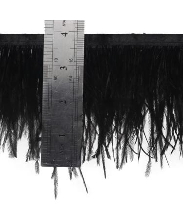 2 Yards Black Ostrich Feathers Fringe Trim Ribbon for Sewing & Crafts - 3-4 inch Width - Buy Online on SooperMarket.com
