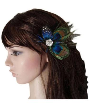 Peacock Hair Clip Natural Fascinator Barrette with Sparking Rhinestone  - Buy Online on SooperMarket.com