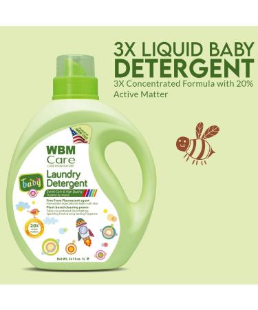 WBM Care Liquid Baby Laundry Detergent - 100 Loads 68 OZ | Eco-Friendly & Gentle for Babies - International Shipping Available - Buy Online on SooperMarket.com