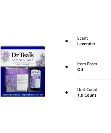 Dr Teal's Lavender Epsom Salt & Foaming Bath Oil Sampler Gift Set - 2022 Edition | Relaxation & Peaceful Slumber Gift | Lavender Bath Salts & Foaming Bath Oil - 14 oz Bag & 3 oz Bottle - Buy Online on SooperMarket.com