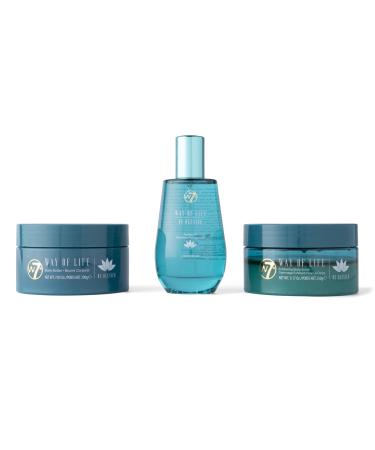 W7 Way of Life Body Gift Set - Nourishing Body Butter Scrub & Oil - Lotus & White Tea Scent