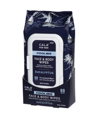 MEN'S COOLING FACE & BODY WIPES: EUCALYPTUS (60 SHEETS)