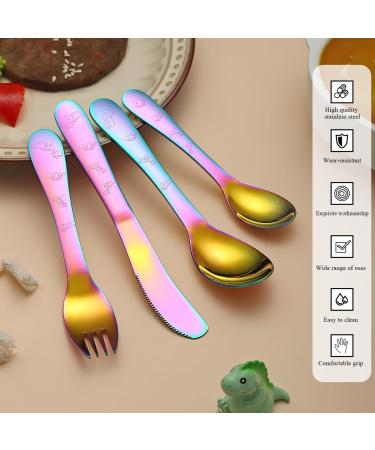 Evanda Rainbow Toddler Utensils Rainbow Titanium Coated 4 Pieces Stainless Steel Toddler Silverware Set Kids Utensils Forks and Spoons Mirror Polished Smooth Round Tableware and Dishwasher Safe 3.rainbow - Buy Online on SooperMarket.com