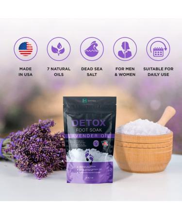 Lavender Oil Foot Soak with Epsom Salt for Dry Cracked Feet - Made in USA - 1 LB Lavender - Softens Calluses, Soothes Sore Feet & Removes Odor - Athlete's Foot Relief - Buy Online on SooperMarket.com