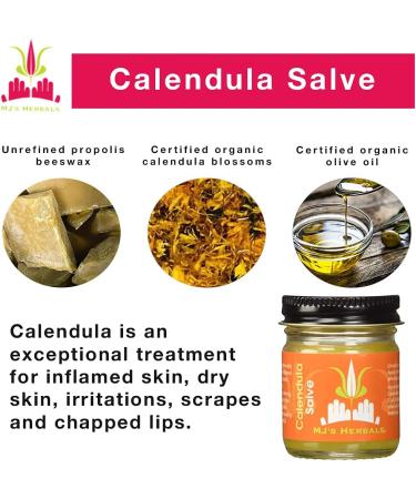MJs Herbals Calendula Salve | Skin Soothing Eczema Cream 1 oz - Organic Calendula & Propolis Beeswax for Diaper Rash, Scar Treatment & Bug Bite Relief - Buy Online on SooperMarket.com