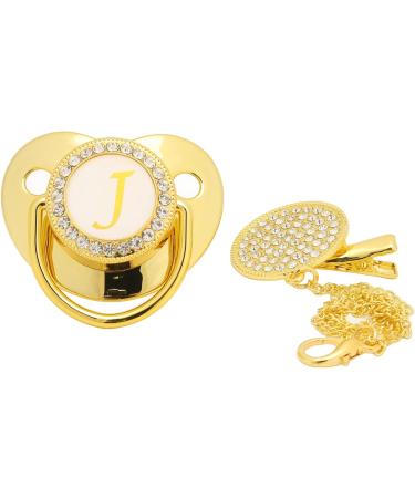 Marhynchus Gold Baby Pacifier & Clip - Soft Silicone Ergonomic for 6-18 Months (Letter J) - Buy Online on SooperMarket.com