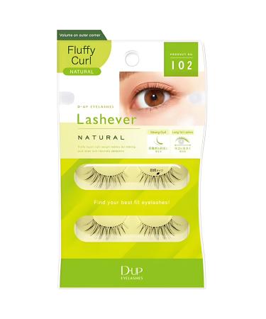DUP False Eyelashes Lashever Natural Series Japanese Natural Looking Fake Eyelashes A Day Long Lasting Wear Reusable Strip Lightweight & Comfortable 2 Pairs Natural 102 Brown Mix