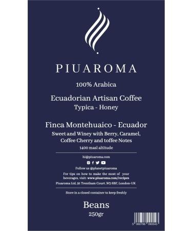 Ecuadorian Gourmet Coffee Whole Beans Medium Roast Fresh Coffee Beans 200 Grams/3.5 Ounces (Pack of 1) | Ecuadorian Coffee 100% Gourmet Coffee PIUAROMA - Buy Online on SooperMarket.com