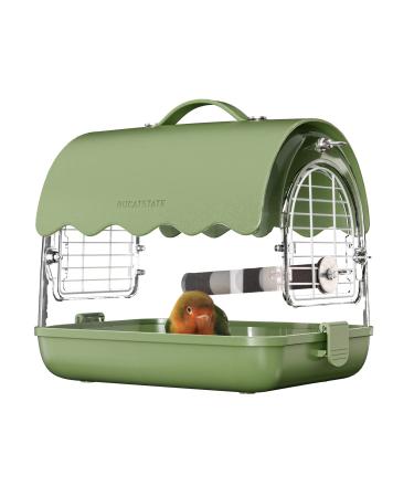 BUCATSTATE Bird Carrier Backpack with Perch Transparent Travel Bird Cage Bag Lightweight with Shade Cover Visible Window for Parrots Small Cockatiels Budgie and Other Similar Size Birds (Green)