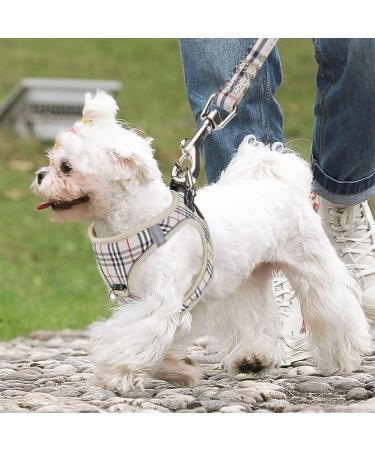 YUDOTE Plaid Step-In Dog Harness and Lead Set for Small Dogs and Cats - Beige, Size S | Front Clip Vest Harness UK Style - Buy Online on SooperMarket.com