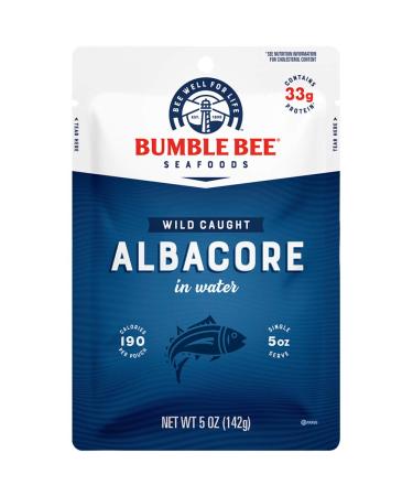 BUMBLE BEE Premium Albacore Tuna In Water Pouch, High Protein Food, Keto Food and Snacks, Gluten Free Food, High Protein Snacks, Canned Food, Bulk Tuna, 5 Ounce Pouches (Pack of 12)