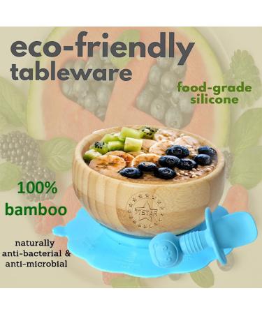 7 Star Bamboo Baby Weaning Set | Suction Bowl, Plate, Spoon & Fork | Non-Slip | Blue - Buy Online on SooperMarket.com