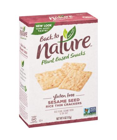 Back to Nature Gluten Free Crackers, Non-GMO Sesame Seed Rice Thins, 4 Ounce