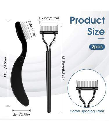 2pcs Eyelash Combs & Separator Tool - Metal Lash Comb for Individual Lashes & Extensions - Foldable Black Mascara Separator - Buy Online on SooperMarket.com