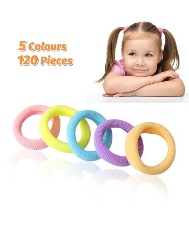 Hanyoushengvance Baby Hair Ties 120 PCS - Mini Seamless Toddler Hair Bands - Soft Elastic Hair Bands for Ponytails (5 Colors) - Buy Online on SooperMarket.com