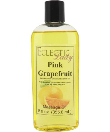 All Natural Pink Grapefruit Massage Oil 8 oz 100% Natural Ingredients with Sweet Almond & Jojoba Oil Relaxing Scent for Men & Women 8 Ounce