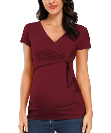 Love2Mi Maternity Breastfeeding Top - Long Sleeve V-Neck S Wine Red - Buy Online on SooperMarket.com
