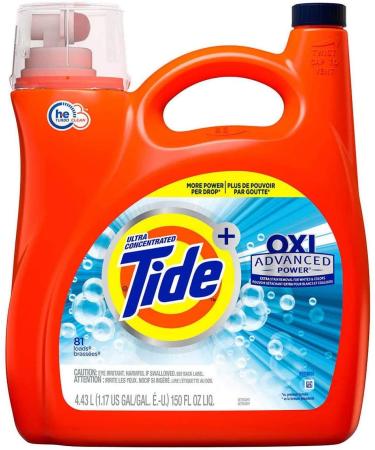 Tide Ultra Concentrate OXI Advanced Power Extra Stain Removel for Whites & Color Liquid Laundry Detergent - 165 oz 89 Loads Clean 150 Fl Oz (Pack of 1)