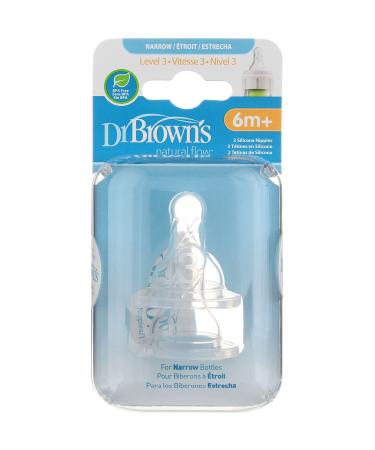 Dr. Brown's - Natural Flow Standard Level 3 Silicon Nipples 6m+ - 2 Pack