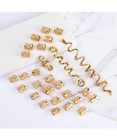 CUHZA 28 Pieces Dreadlock Beads Spiral Hair Clips Rings Hair Jewelry Hair Jewelry Braids Hair Beads Hair Rings Hair Spirals Unisex (Gold) - Buy Online on SooperMarket.com