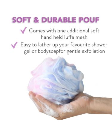 Loofah Back Scrubber - Bamboo Charcoal Fiber Bath Sponge Set for Men & Women - Includes Handle & Hook - Pink - Buy Online on SooperMarket.com