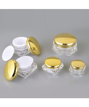 Zeoabsy 4-Pack 5ml Transparent Acrylic Diamond-Shaped Jars with Gold Screw Caps Perfect for Creams Lotions Nail Art & Lip Balm - Buy Online on SooperMarket.com