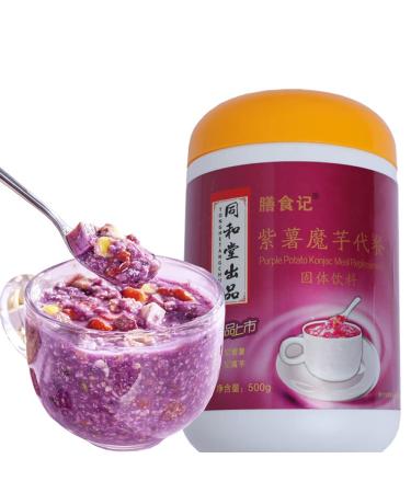 Purple Potato Konjak Congee cereal 500g Instant cereal nutritious breakfast substitute powder Light and Full Congee oatmeal packets quick oats No Sugar