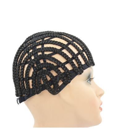 Adjustable Black Wig Cap with Elastic Band and Hair Clips for Braided Crochet Wig Making - Buy Online on SooperMarket.com