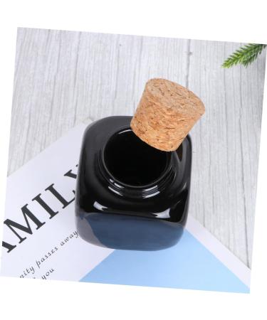 PLAFOPE Medicine Cup Liquid Powder Container Cork Jar Wooden Cap Ceramic Lid Clear Dappen Makeup Containers Art Small Travel Pill Container Practical Empty Bottle Nail Bamboo Accessories 7.50X5.50X5.50CM Black - Buy Online on SooperMarket.com