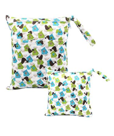Egurs diaper bag for on the go Wetbag 1 piece large + 1 piece medium Small House Green