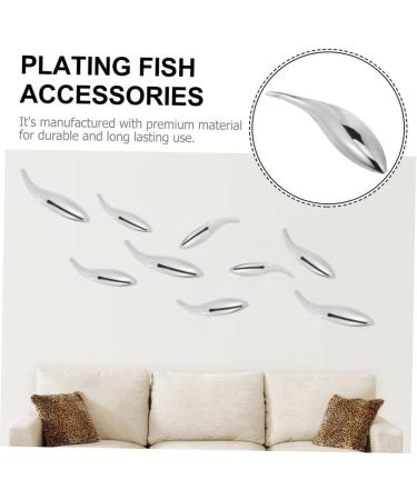Cabilock Supplies Plastic Cm Plating Accessories DIY Wall Surface Decor Abs Silver Fish Abstract Mirror 13x3 cm Silver - Buy Online on SooperMarket.com
