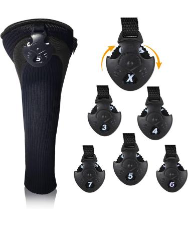 Golf Club Head Covers Set - Long Neck Mesh Sports Fan Design - 3 Pieces with Interchangeable No. Tags - Ideal Golf Accessories for Fairway Woods, Driver & Hybrids - Black - Men and Women - Buy Online on SooperMarket.com