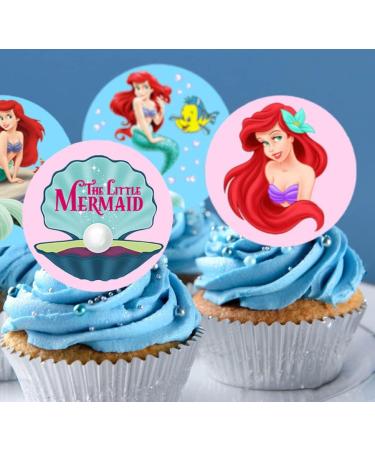 24 x Pre-Cut The Little Mermaid 1 Edible Stand up Wafer/Rice Paper Cupcake Cake Dessert Toppers Birthday Children's Party Ariel Decorations (The Little Mermaid 1) - Buy Online on SooperMarket.com