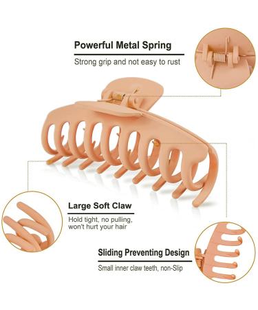 Large Hair Claw Clips 8 Pack - Strong Hold Matte Hair Clamps for Women & Girls - 4 Acrylic & 4 Rectangle Hair Claw Clips for Thick & Thin Hair - Buy Online on SooperMarket.com